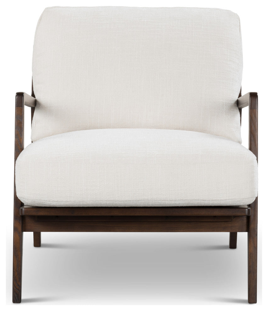 Metro Carmelo Upholstered Accent Chair, Walnut/Cream Genuine Leather