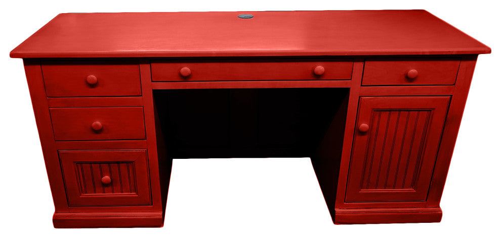 Coastal Executive Desk with CPU Storage, Persimmon Red