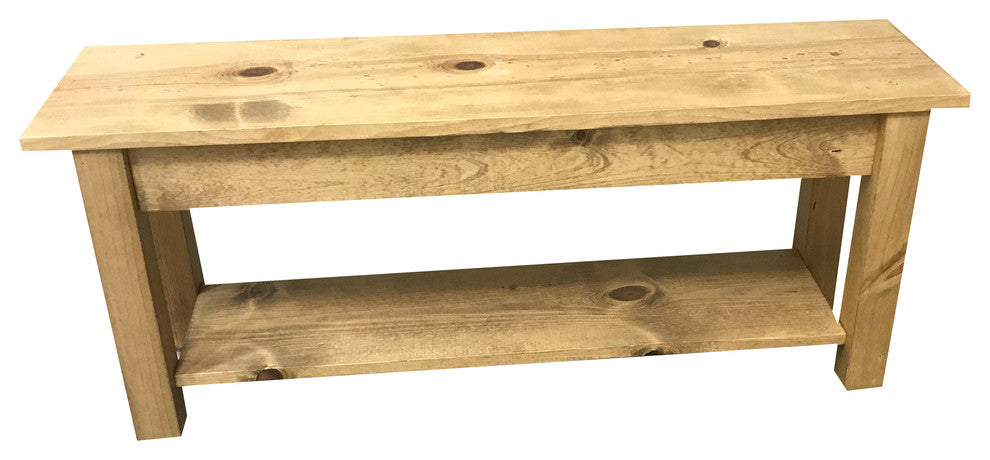 Ranch Golden Oak Bench With Shelf, 42"