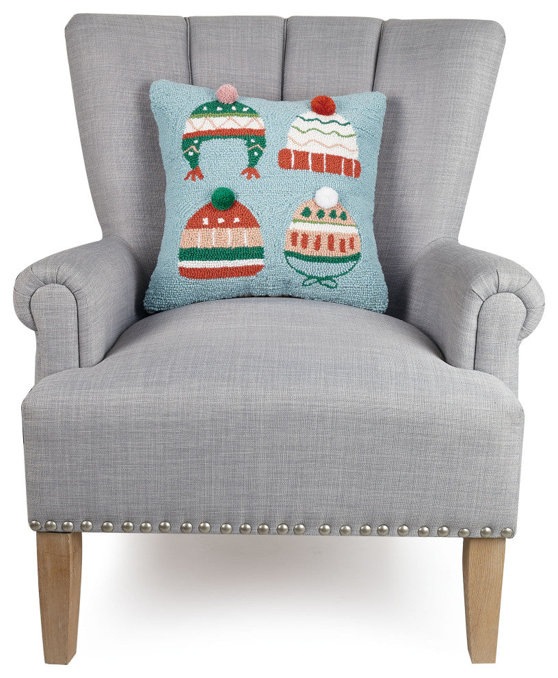 Winter Hats 3D Pom Poms Hook Pillow