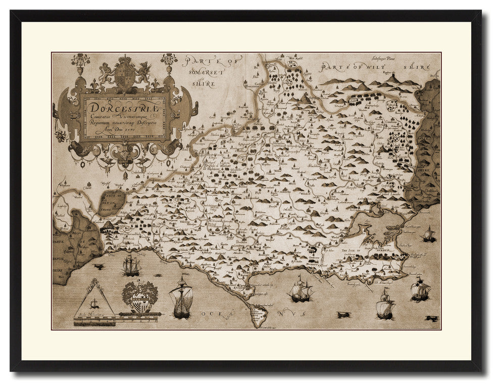 Atlas Of England & Wales Vintage Sepia Map Canvas Print, 28"x37"