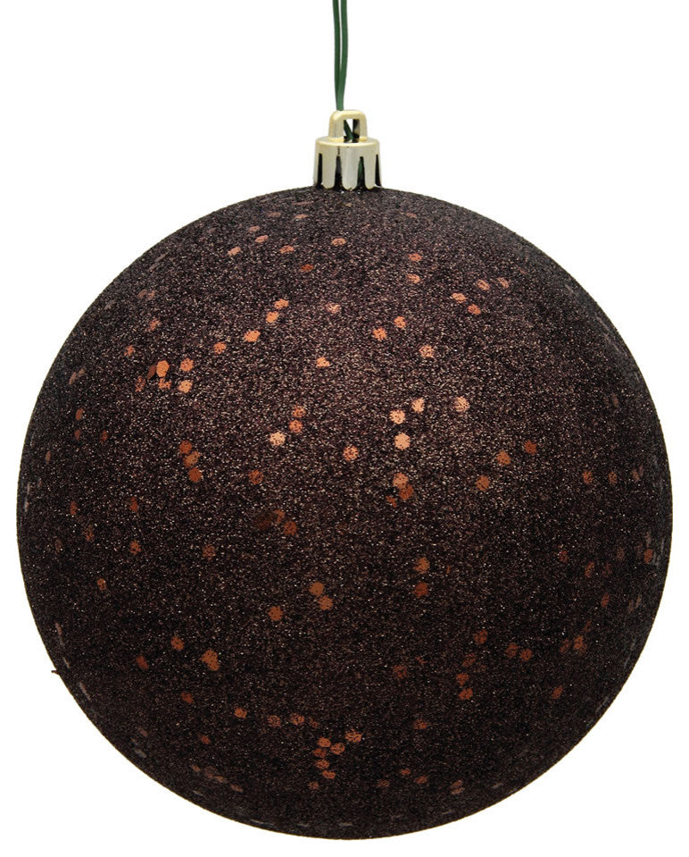 Vickerman 4" Chocolate Sequin Ball Ornament, 6 per Bag