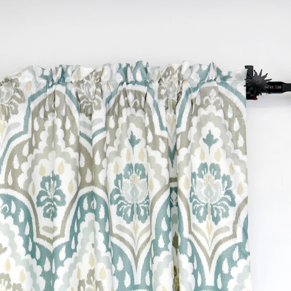 Tivoli IKAT Teal Aqua Microfiber Curtains, Set of 2, 52"x96"