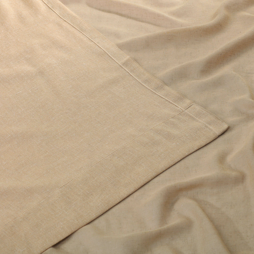 Faux Linen Sheer Curtain Single Panel, Raffia Tan, 50"x108"
