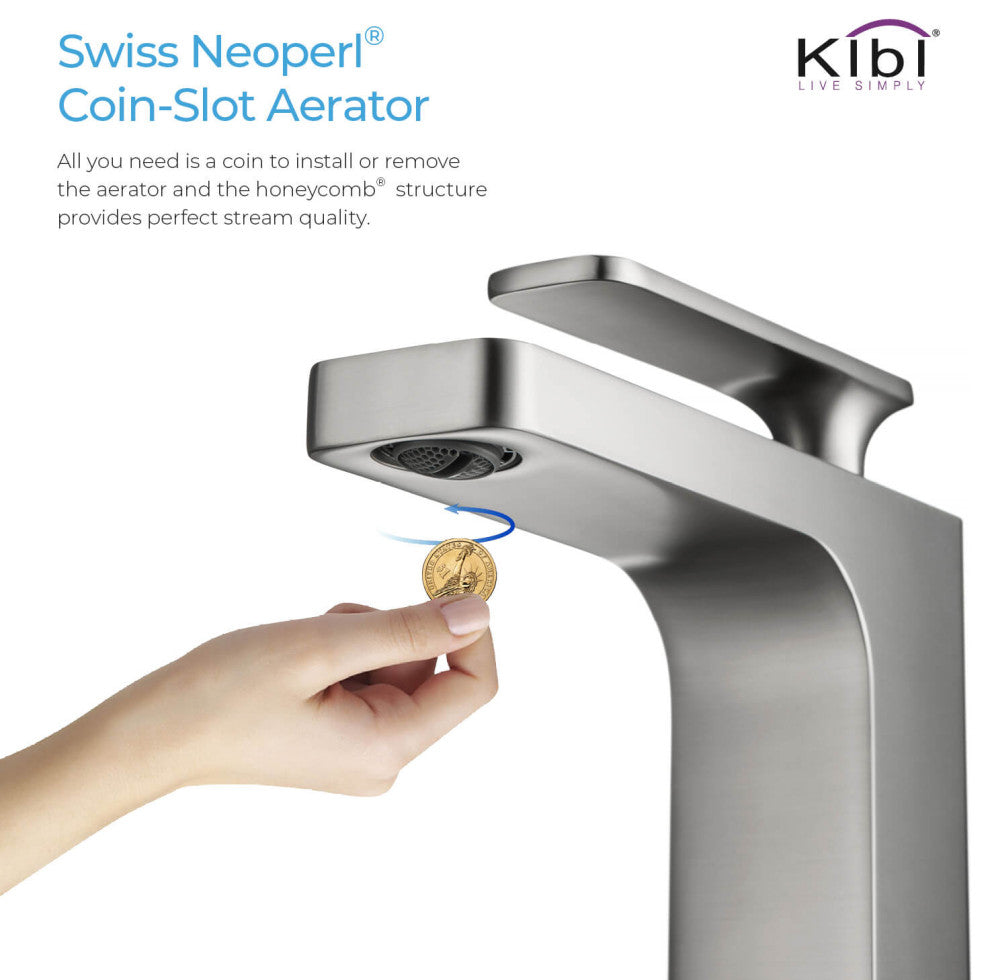 Infinity Single Handle Bathroom Faucet KBF1006, Brush Nickel, W/ Drain