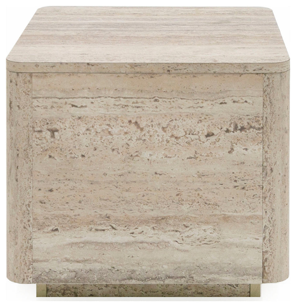 Nova Domus Roma Modern Travertine Square End Table