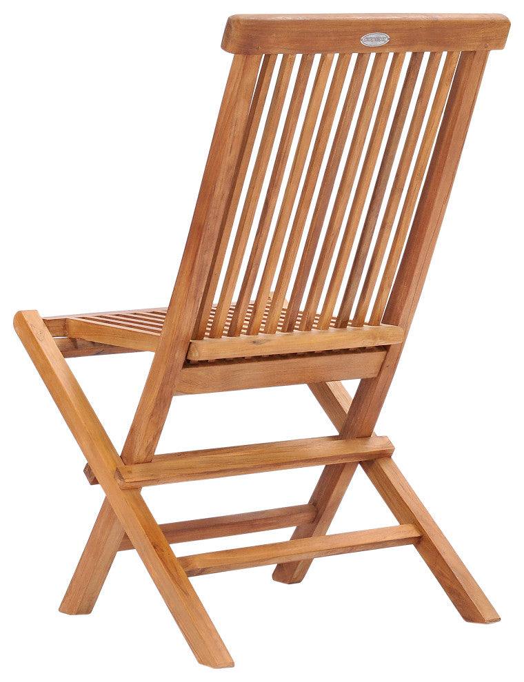 Teak Wood California Folding Outdoor Patio Side Chair, A-Grade Teak, Set of 2