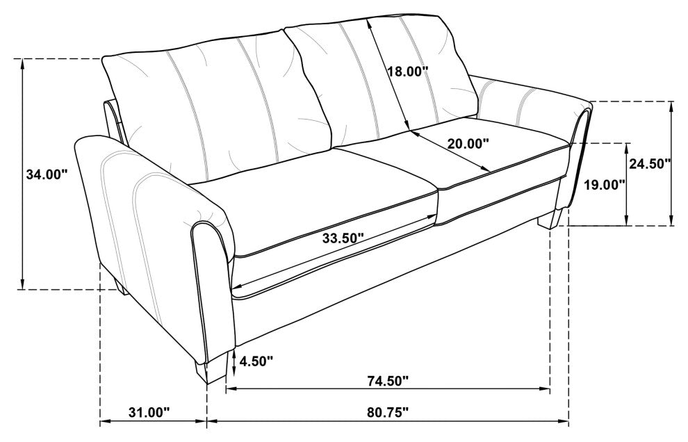 Davis Upholstered Rolled Arm Sofa Grey