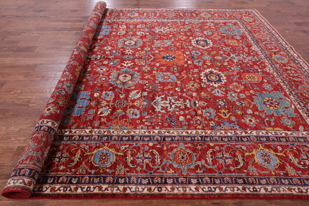 9' 9" X 13' 4" Handmade Persian Fine Serapi Wool Rug - Q12636