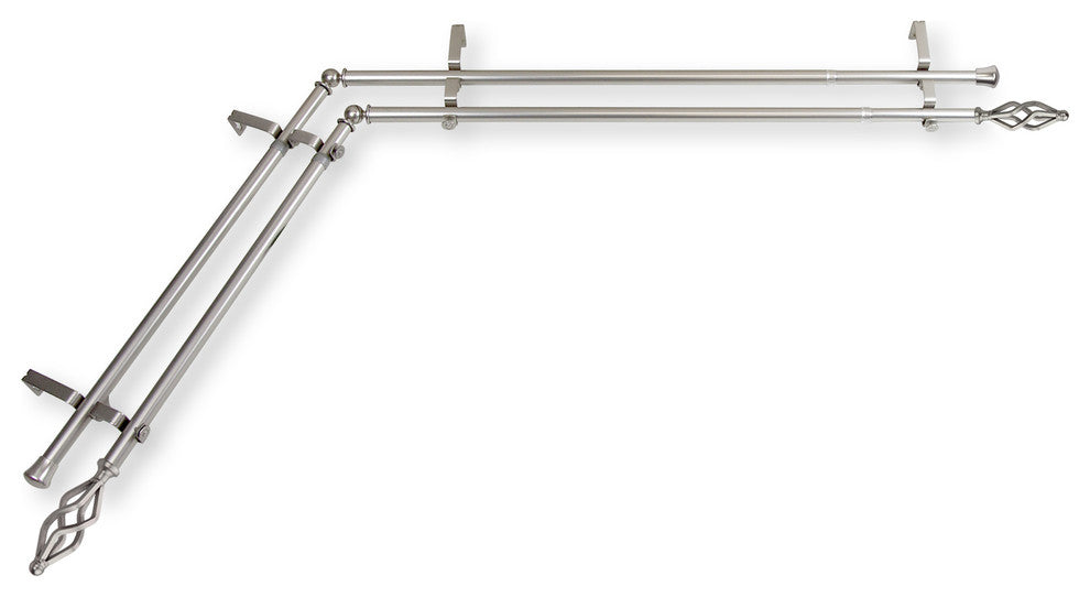 Vinci 13/16 inch Double Corner Window Curtain Rod, Satin Nickel, 120-170"