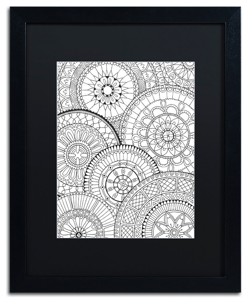 Hello Angel ''Page of Mandalas'' Art, Black Frame, Black Mat, 20x16