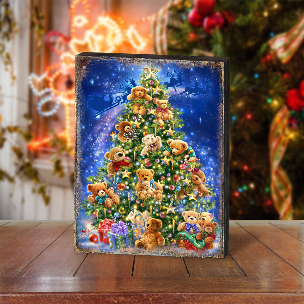 Teddy Bear Tree Wooden Block, 36 X 24