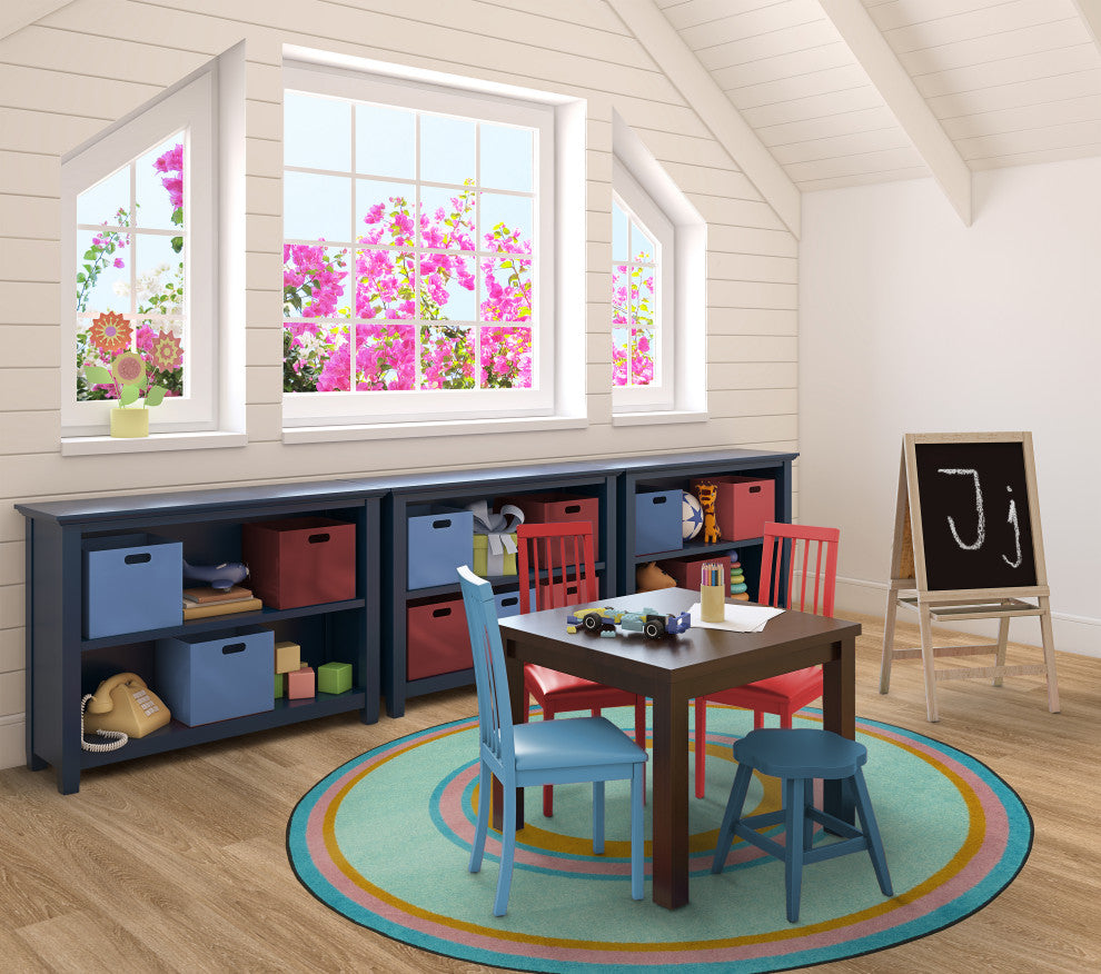 Kid Essentials Rug, Ripples, Teal, 5'4"