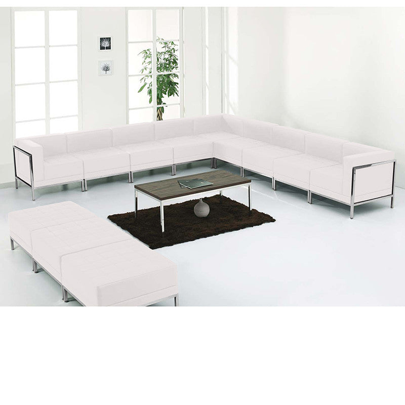 Imagination Series Melrose White LeatherSoft Sectional & Ottoman Set, 12 Pieces