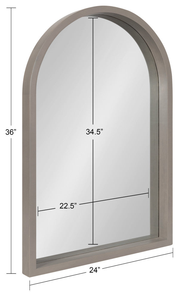 Hutton Wood Framed Arch Mirror, Gray, 20"x30"