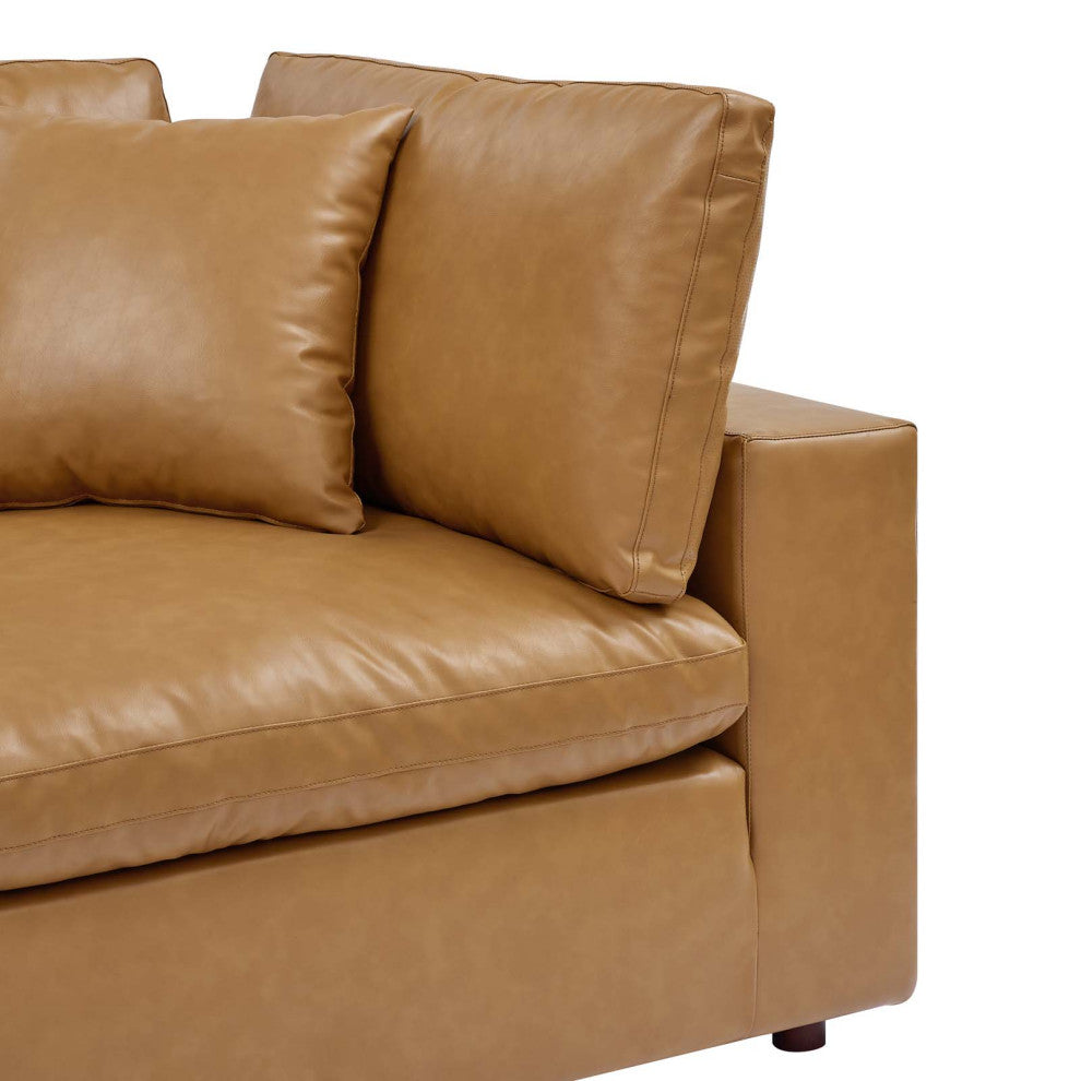 Sofa Corner Chair, Faux Vegan Leather, Tan, Modern, Living Lounge Hospitality