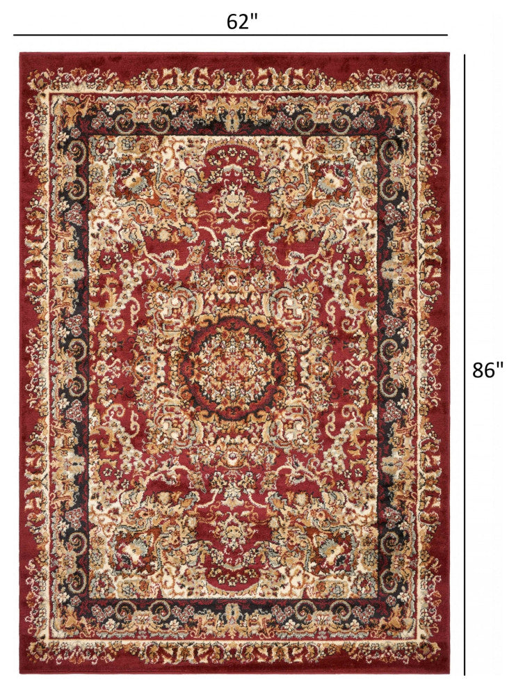 5" x 7" Red Royal Medallion Area Rug