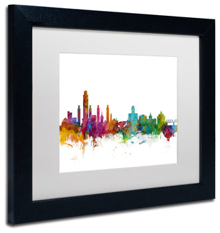 "Albany, New York Skyline" Matted Framed Canvas Art by Michael Tompsett