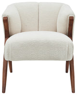 Florence Fabric Accent Chair Brown Legs, Shearling Beige