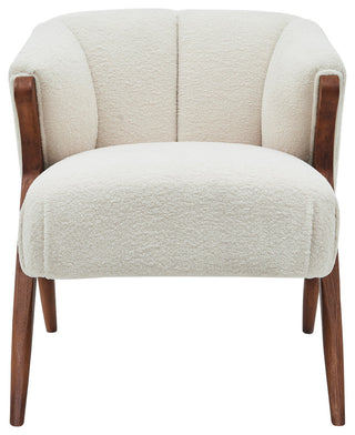 Florence Fabric Accent Chair Brown Legs, Shearling Beige