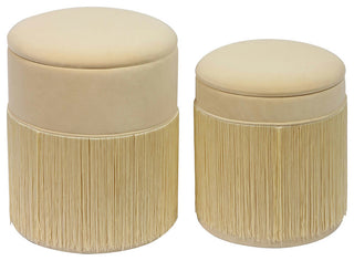 TOV Furniture Tassel Cream Velvet Storage Ottomans - Set of 2