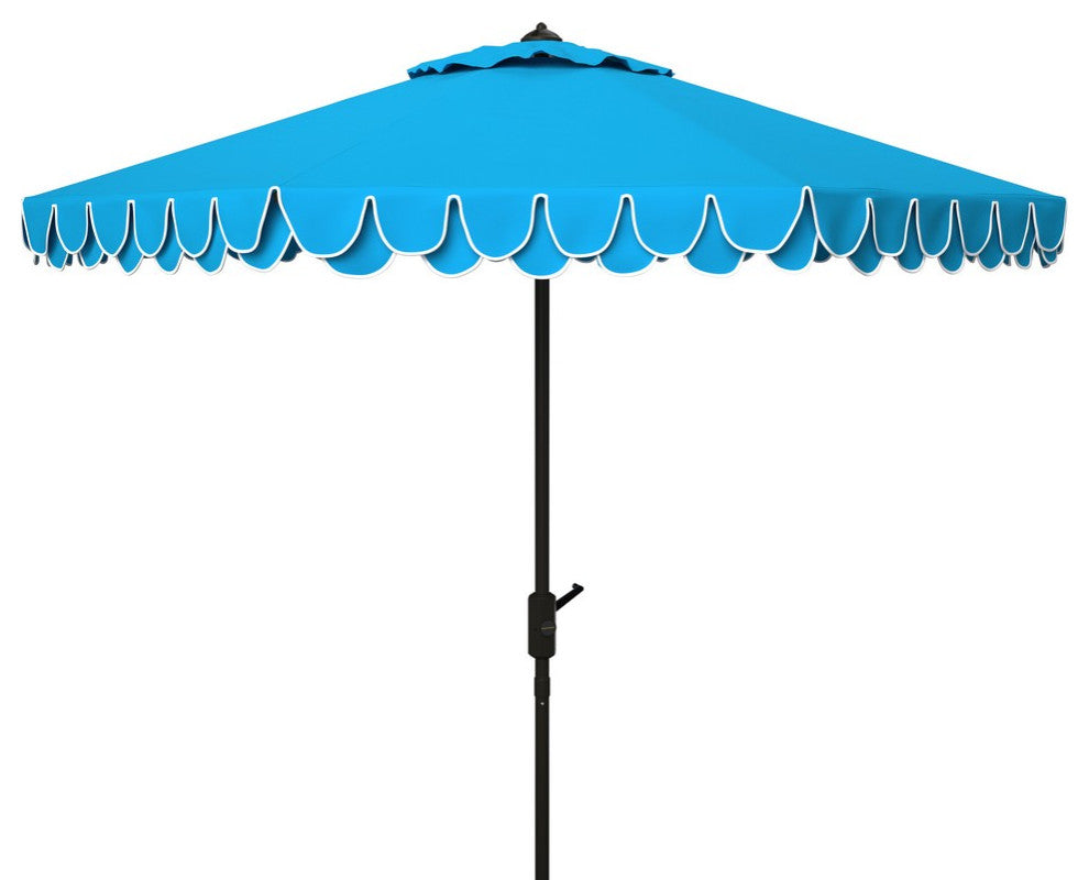 Safavieh Outdoor Elegant Valance 9ft Auto Tilt Umbrella Pacific Blue