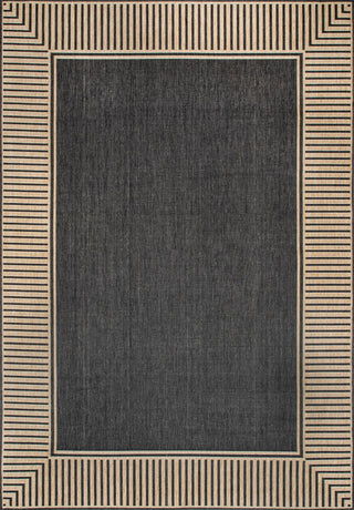 Nuloom Asha Border Indoor/Outdoor Striped Area Rug, Dark Grey 6'7"Round