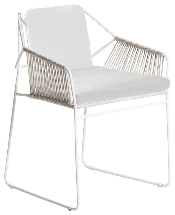 OASIQ SANDUR Armchair Full Woven, Rope: White, Cushions: Cayenne, Frame: White