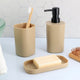 Bathroom Set Tumbler, Soap Dispenser, Soap Dish Set of 3 Accessories, Beige