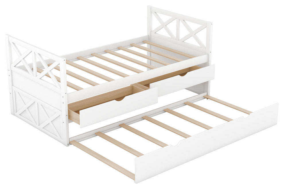 Gewnee Multi-Functional Daybed with Drawers and Trundle in White