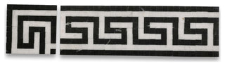 Greek Key Thassos White Nero Marquina Black Marble Mosaic Border Tile, 1 piece