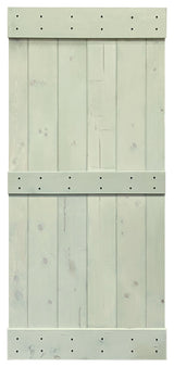 Stained Solid Pine Wood Sliding Barn Door, Sage Green, 24"x84", Mid-Bar