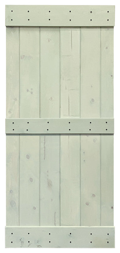 Stained Solid Pine Wood Sliding Barn Door, Sage Green, 24"x84", Mid-Bar