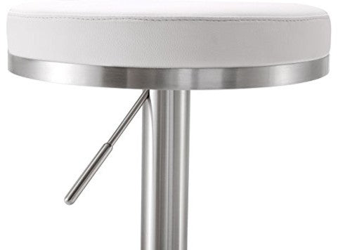 Fano White Stainless Steel Adjustable Barstool - White