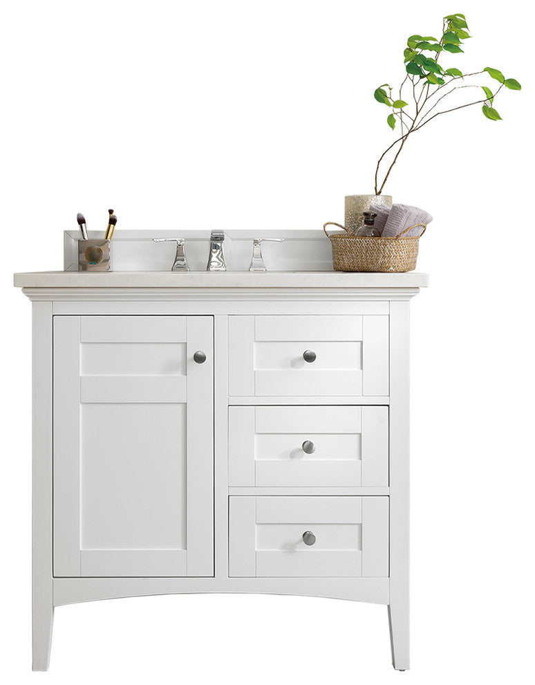 James Martin Palisades 36" Bright White Vanity, Without Top