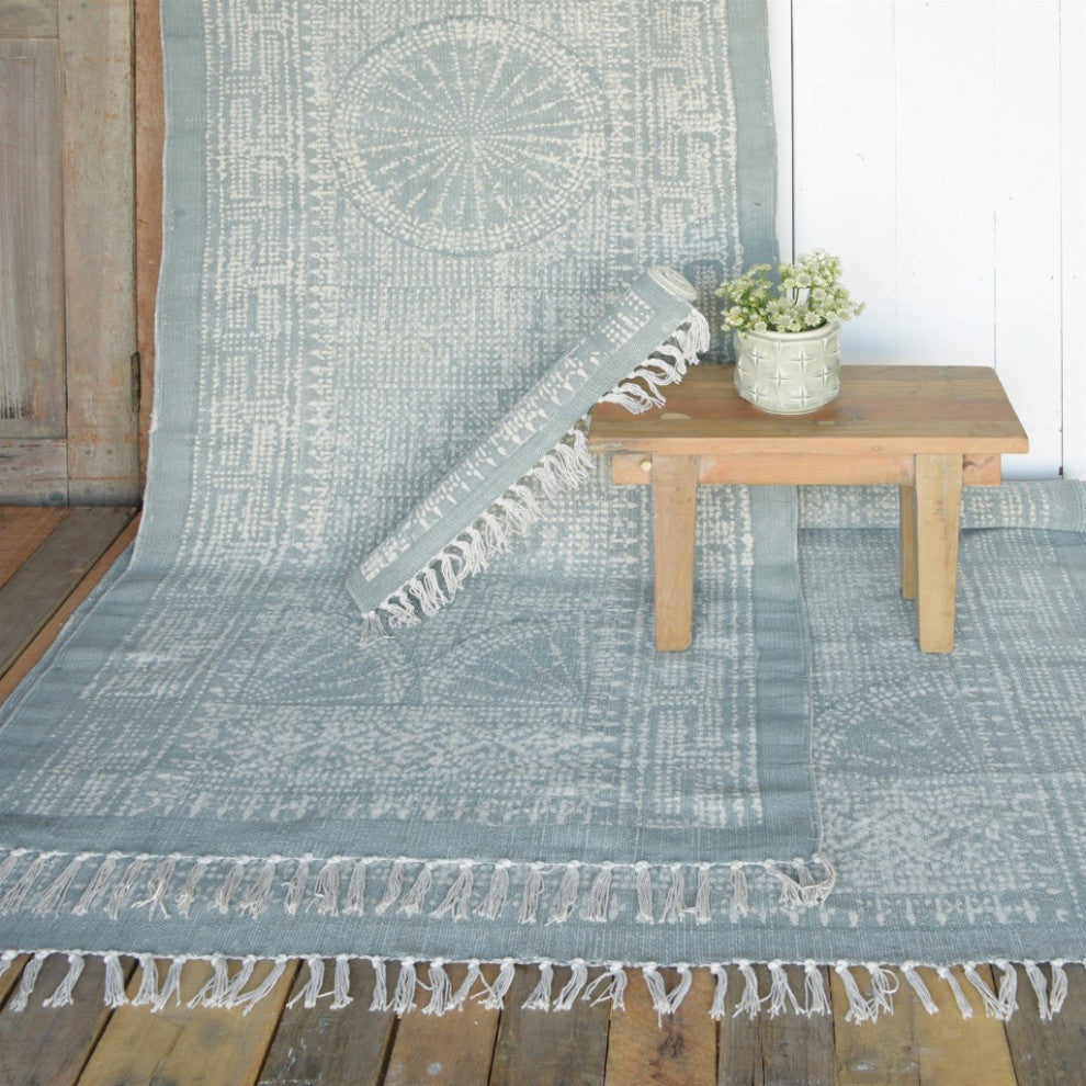 4" x 6" Sky Gray Distressed Medallion Area Rug