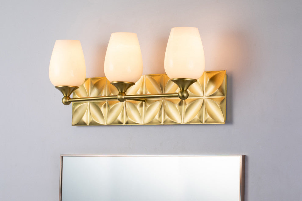 Epsilon 3 Light Bath Vanity Light, Aged Brass