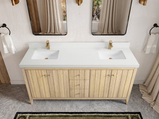 Atlanta Oak 72" Double Sink Bath Vanity, White 2" White Quartz