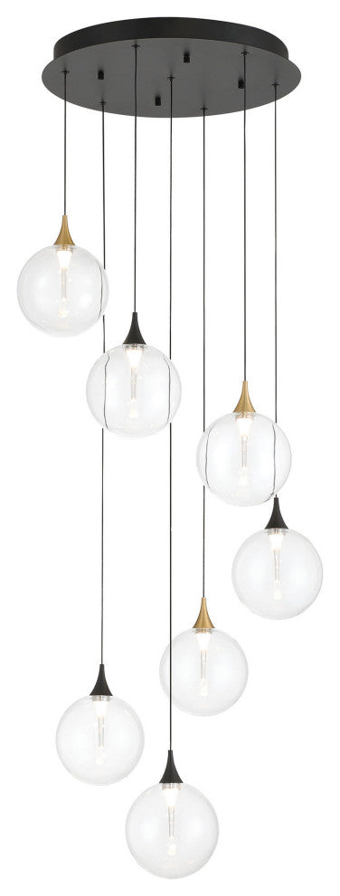 Iissa 7L 21" Gold-Black Clear Chandelier