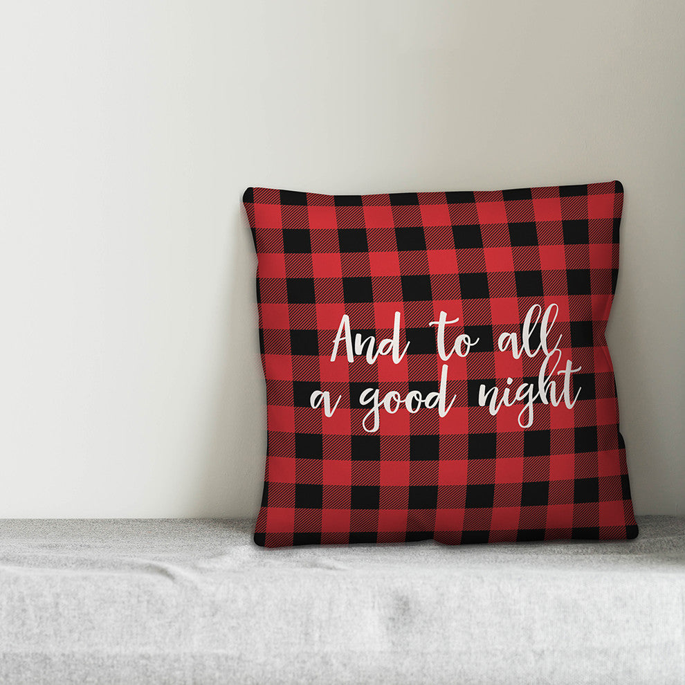 And To All A Good Night, Buffalo Check Plaid 18x18 Throw Pillow