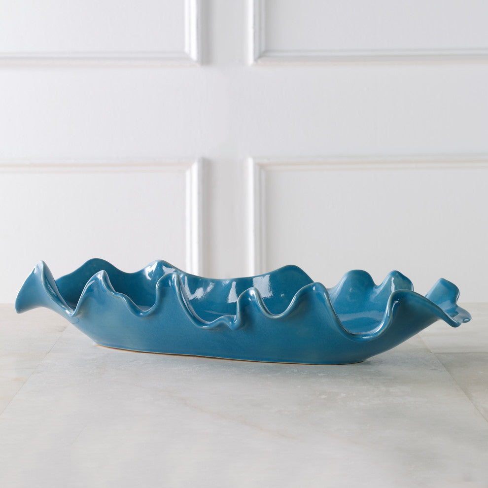 Uttermost 18052 Ruffled Feathers Blue Bowl