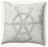 20x20" Large Ship Wheel Nautical Decorative Indoor Pillow, Sage