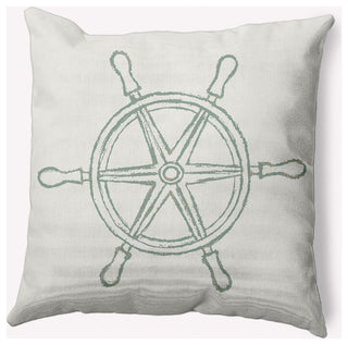 20x20" Large Ship Wheel Nautical Decorative Indoor Pillow, Sage