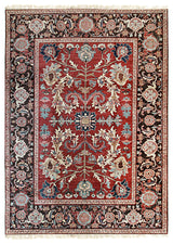 Red Traditional Floral Heriz Weave Area Rug