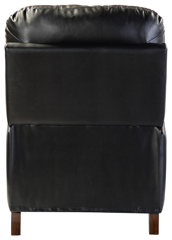 Amanda Genuine Leather Manual Recliner, Black