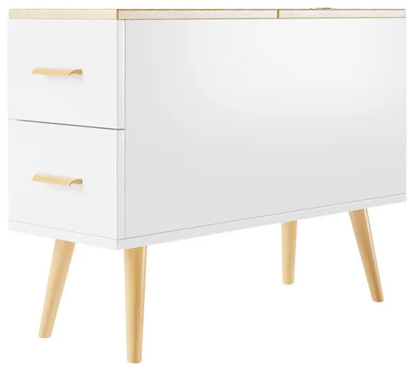 Rectangle End Table with Drawers Modern Sofa Side Table for Living Room, Natural