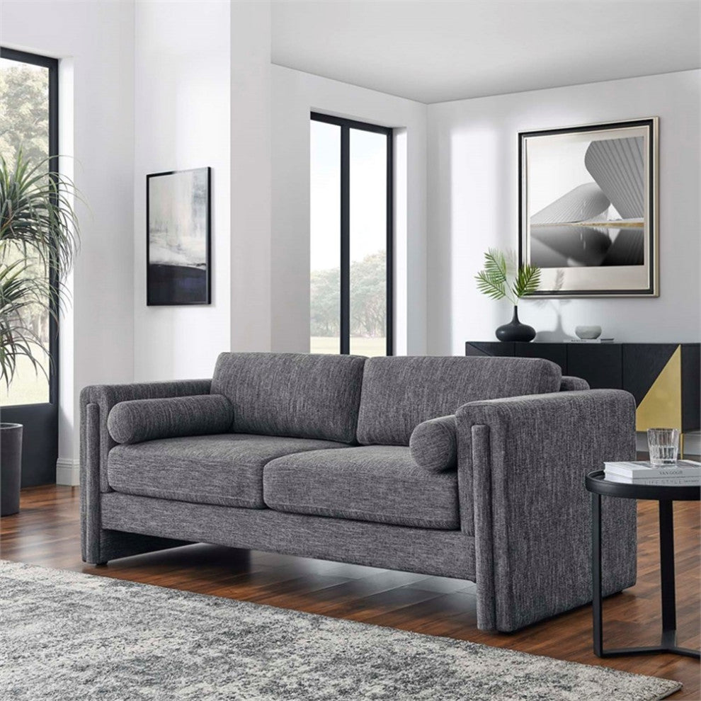 Modway Visible Upholstered Modern Polyester Fabric Sofa in Gray