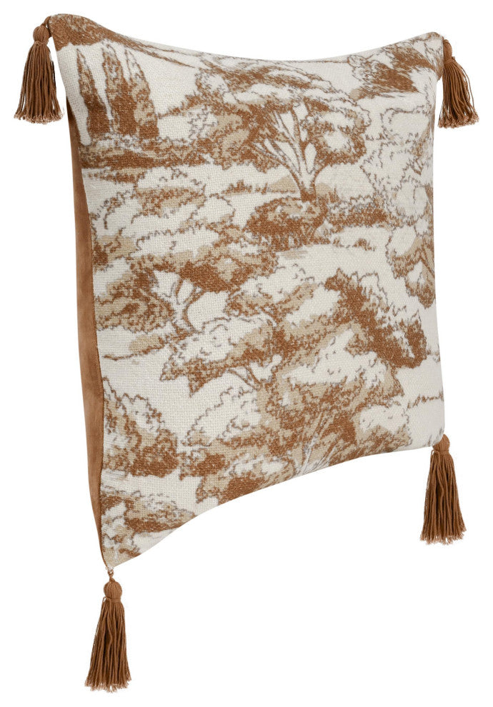 Stonework 22" Cotton Linen Blend Throw Pillow, Clay Brown