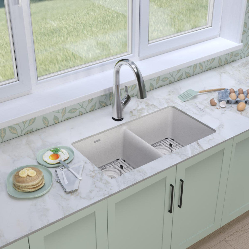 Quartz Classic 33" Undermount Sink Kit With Filtered Faucet, White