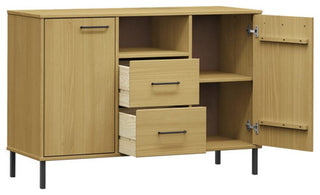 vidaXL Sideboard Buffet Console Cabinet with Metal Legs Brown Solid Wood OSLO
